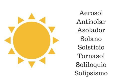 palabras derivadas de sol