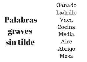 Palabras graves sin tilde