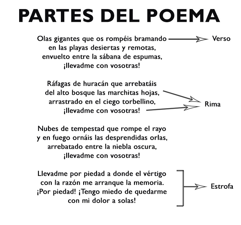 Partes poema y sus características, con ejemplos