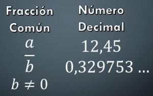 Diferencia entre una fracción común y un número decimal