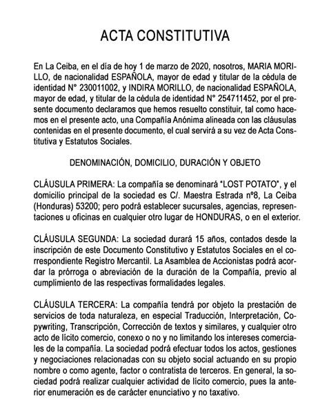 Descubrir 41+ imagen modelo de escritura constitutiva