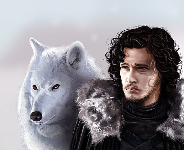 Dibujo de Jon Snow y Ghost hecho por fan