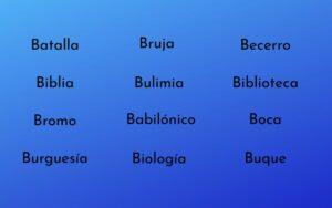 Ejemplos de palabras que empiezan con B