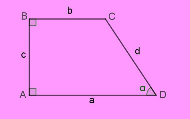 Trapecio rectángulo: propiedades, relaciones y fórmulas, ejemplos