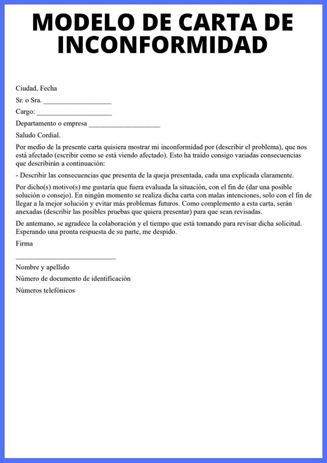 Carta de inconformidad: cómo redactarla y modelo