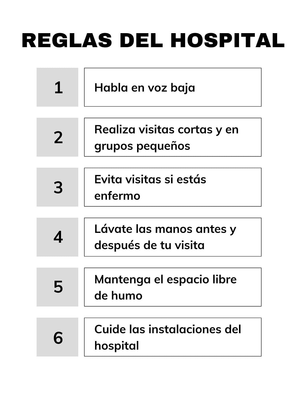 ¿Cuáles son las 10 reglas de un hospital?