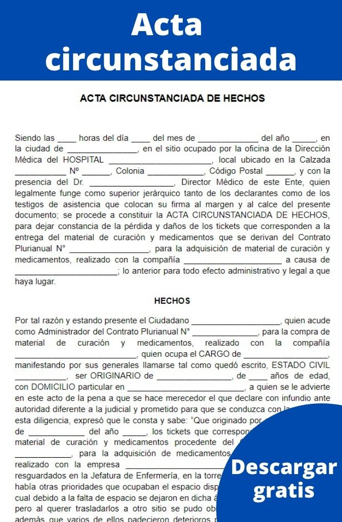 Acta circunstanciada tipos, ejemplo, formato