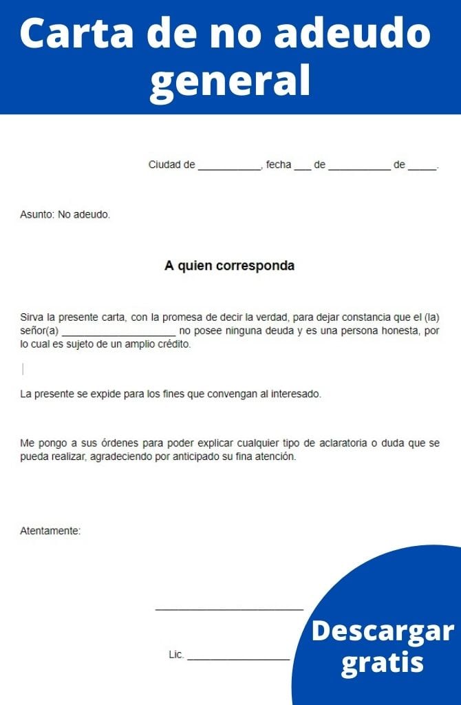 Carta de no adeudo: para qué sirve, elementos, ejemplos, formatos