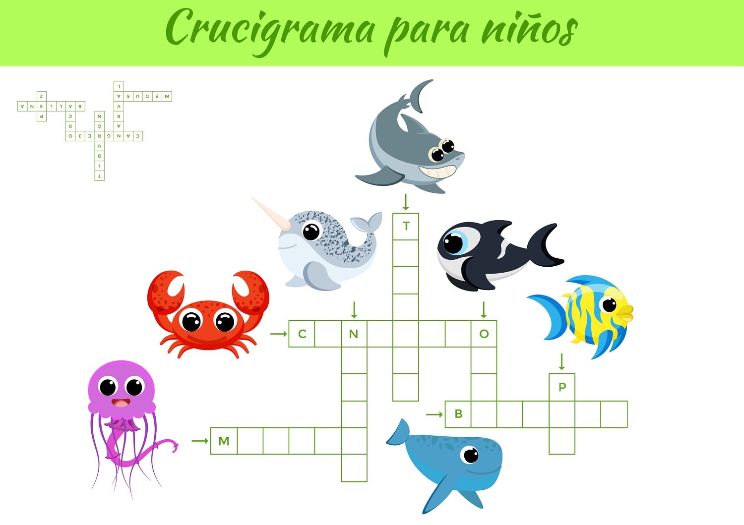 20 Crucigramas para Niños en Español (Divertidos y Fáciles)