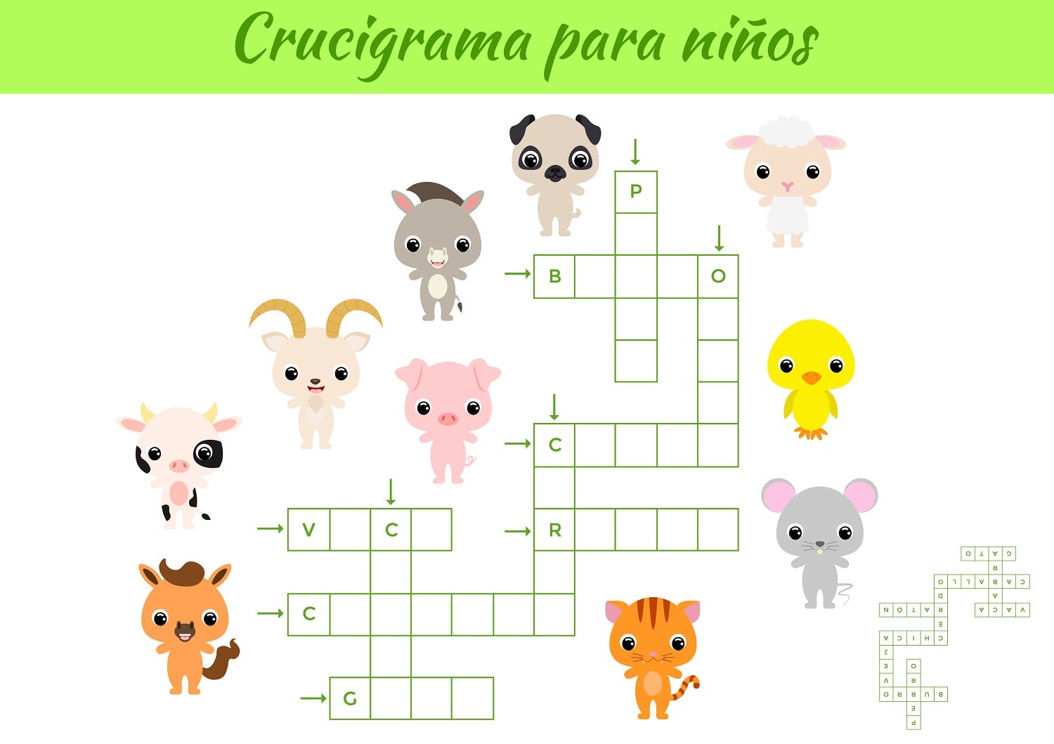 20 Crucigramas para Niños en Español (Divertidos y Fáciles)