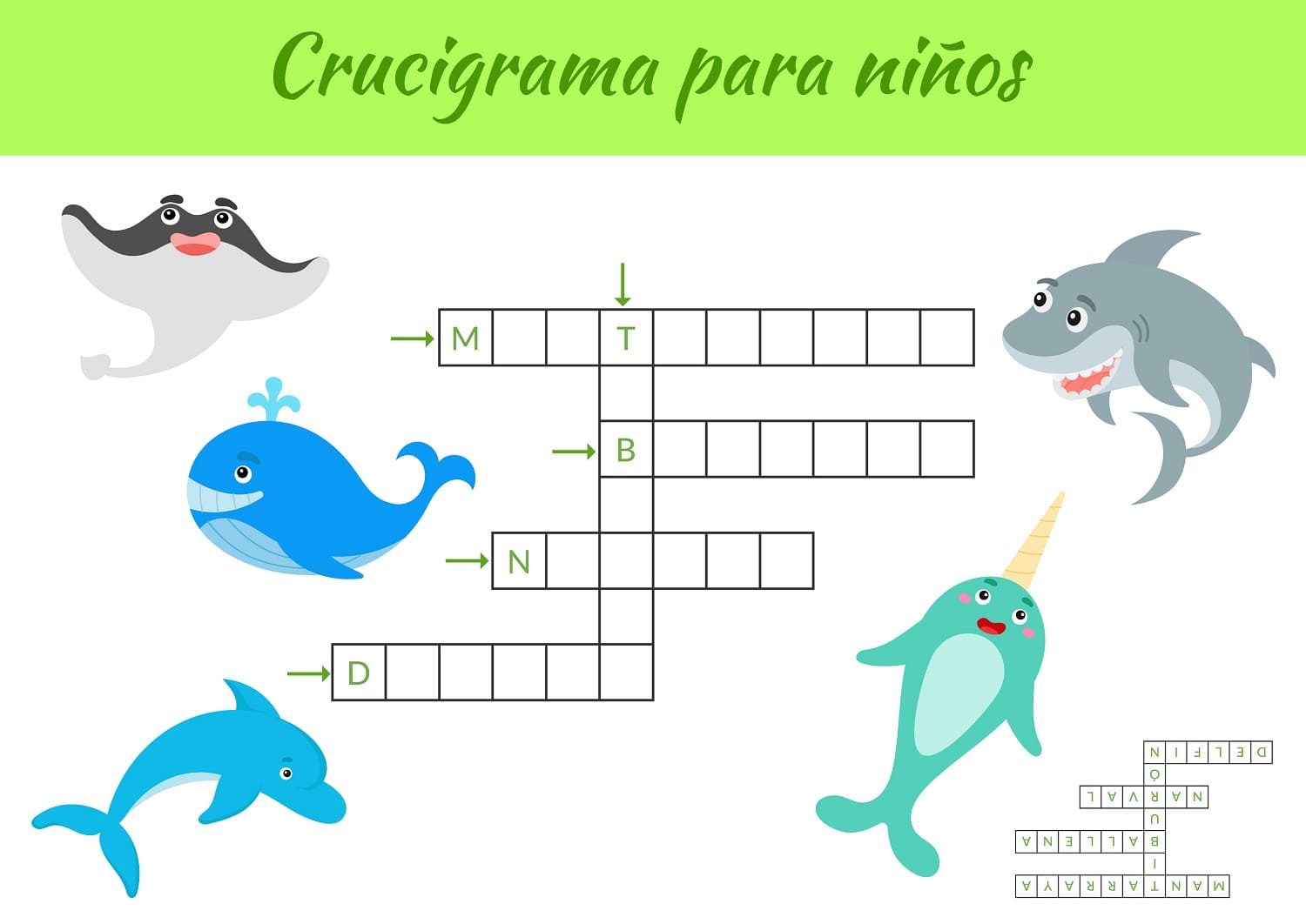 20 Crucigramas para Niños en Español (Divertidos y Fáciles)