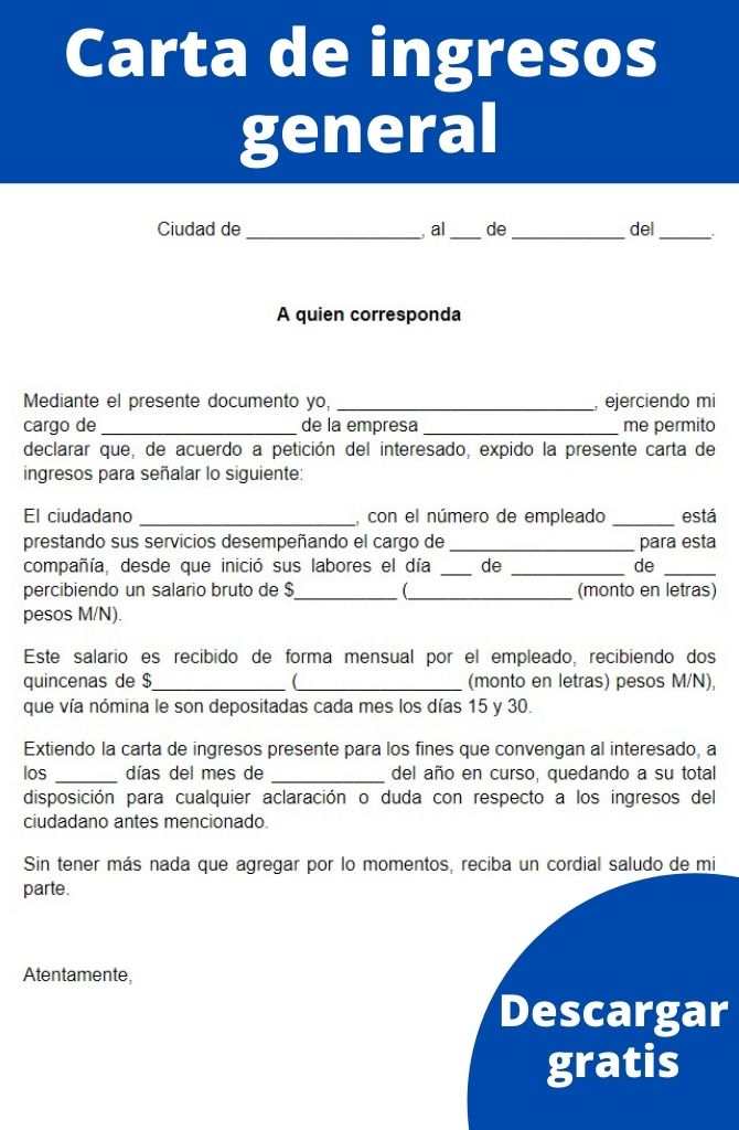 Carta de ingresos: para qué sirve, ejemplo, formatos