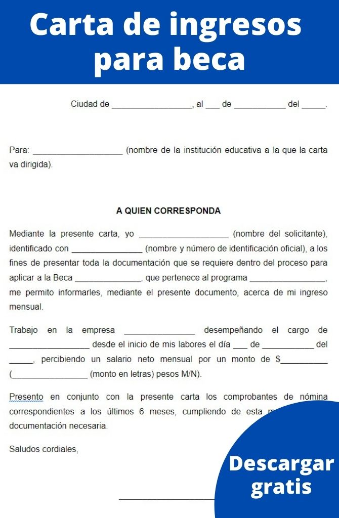 Carta de ingresos para qué sirve, ejemplo, formatos