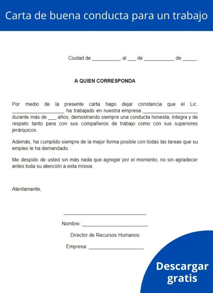 Carta de buena conducta cómo hacerla, ejemplos, formato