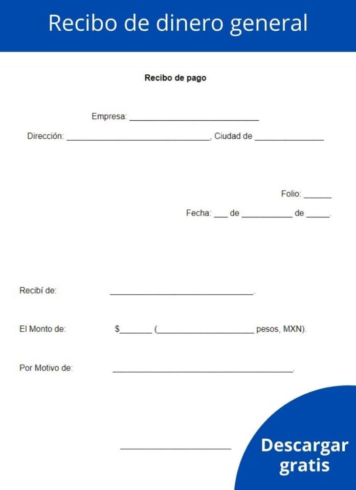 Modelo recibo de pago word