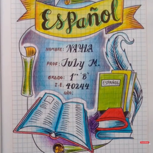 Portadas de español, libretas, dibujos, carátulas, primaria, secundaria