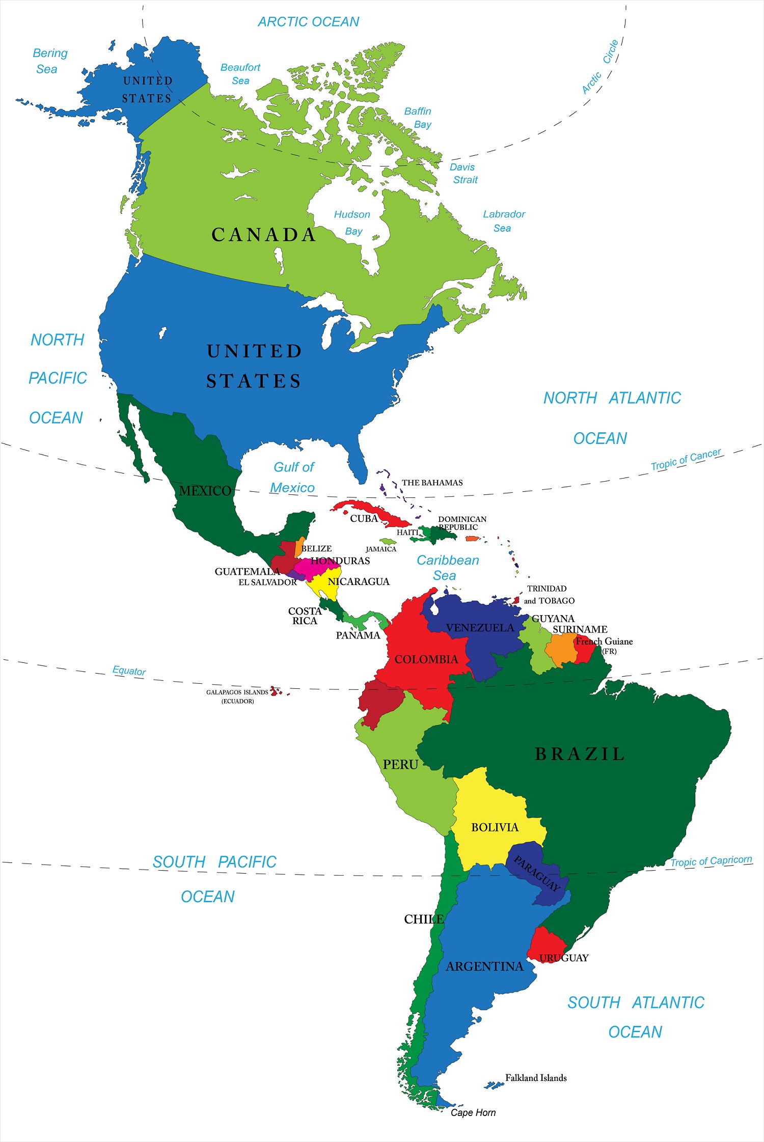 Mapas de América entera, Norte y Sur - Continente americano Mapas de América entera, Norte y Sur - Continente americano