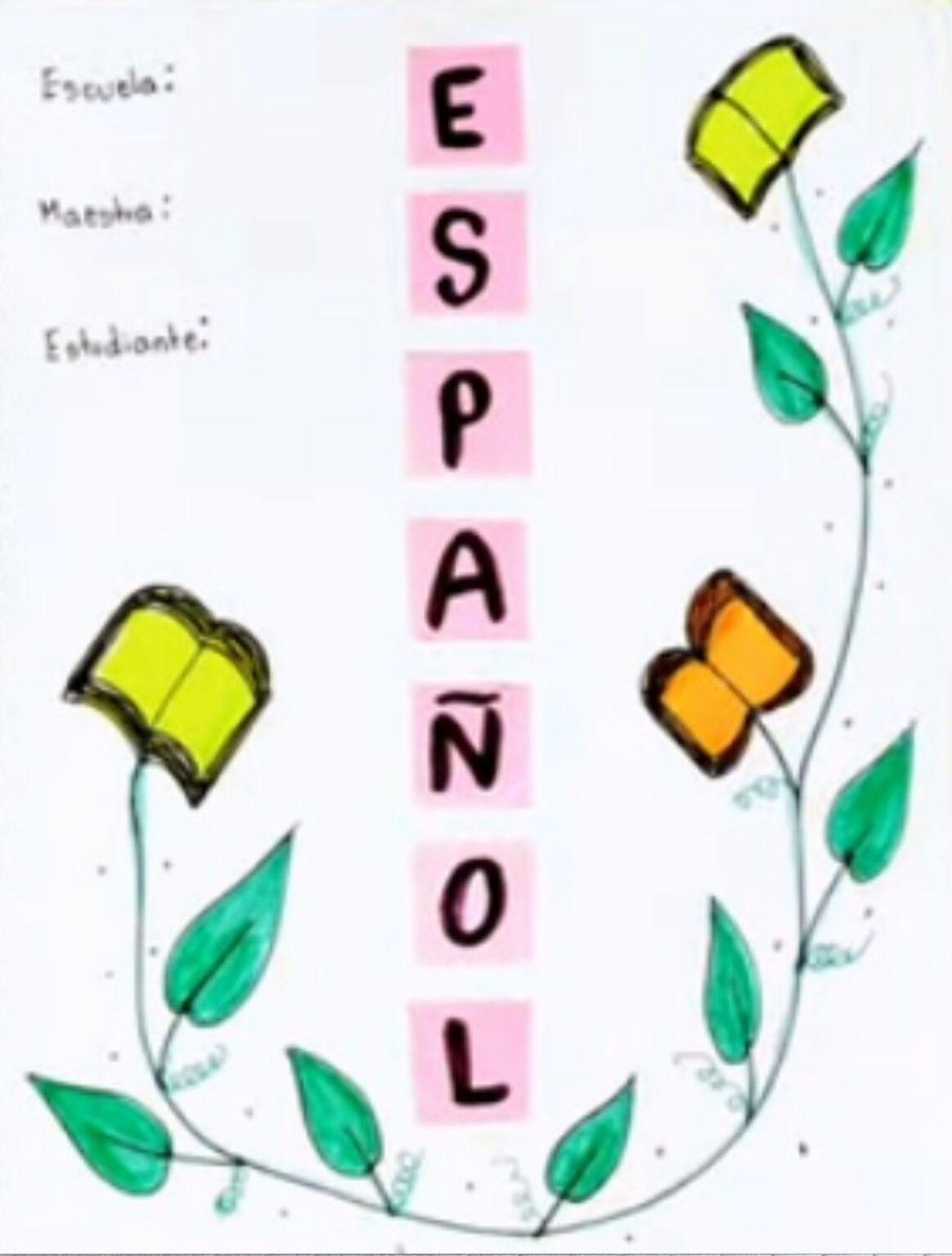 Portadas de español, libretas, dibujos, carátulas, primaria, secundaria