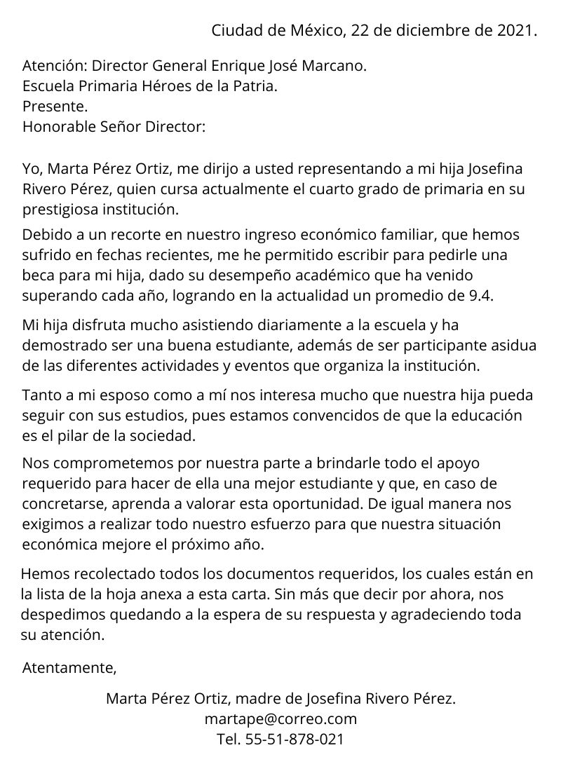 Carta de solicitud de beca: qué es, cómo hacerla, ejemplo, formatos